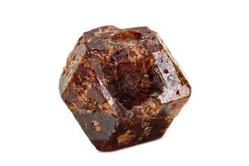 macro mineral stone  Garnet, on a white background