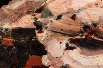 macro stone mineral jasper on black background