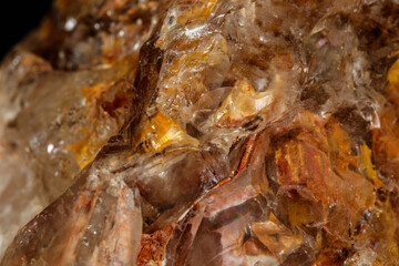 Macro mineral stone Fenster Quartz Crystal on a black background