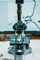 Electron microscope in the laboratory for studying mold on hemp