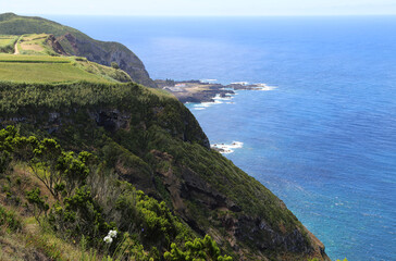 Fototapeta na wymiar View of the ocean coast near Mosteiros, Sao Miguel island, Azores