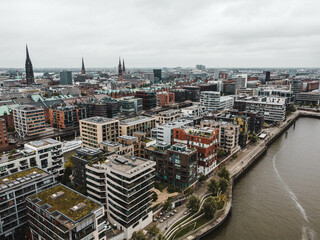 Obraz premium Hamburg from drone early morning