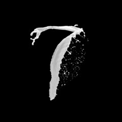 Number 0 made of milk splash, isolated on Black background