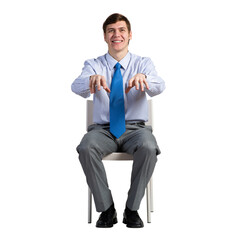 businessman sits on a chair