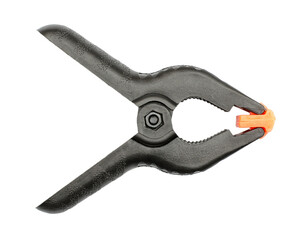 Black clip for a photophone on a white background, isolate. Equipment for subject shooting