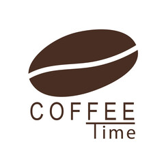 Fototapeta premium beans of coffee with text coffee timefor simple flat classic retro vintage cafe shop and restaurant logo design vector.