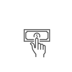 Hand click dollar icon isolated on white background. Trendy hand click dollar icon in flat style. Template for app, ui and logo, vector illustration, eps 10