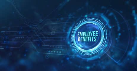 Internet, business, Technology and network concept. Shows the inscription: EMPLOYEE BENEFITS. 3d illustration.