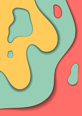 Paper cut abstract background. Colourful banner, poster. A4 vertical format. Vector.