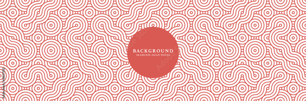 Wall mural japanese repeat ocean waves linear pattern texture background. seamless wavy lines pattern backgroun