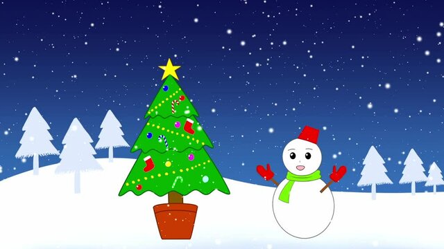 クリスマスツリーと雪だるま（文字なし）