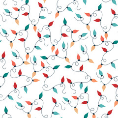 Seamless pattern of colorful Christmas light bulbs. Vector illustration in a flat style
