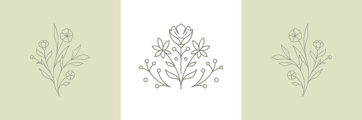 Monochrome antique tropical leaves at circle hand drawn frame pastel greeting card set vector