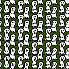 seamless pattern of cute ghost cartoon