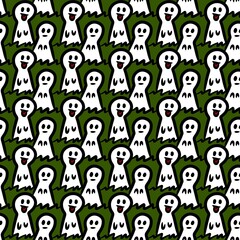 seamless pattern of cute ghost cartoon