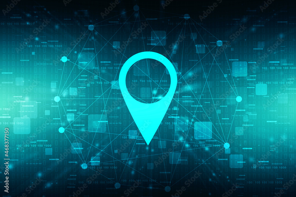 Poster 2d rendering map pointer with binary background
