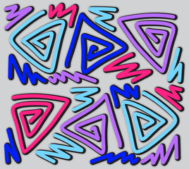 Fototapeta premium Simple background with cute curly triangle and zigzag line pattern