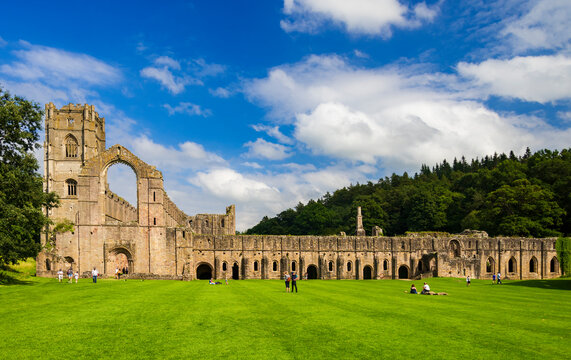 Ruins of Fountains Abbey in North Yorkshire, England