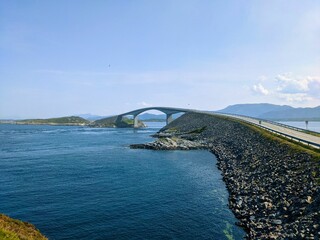 Atlantic road in Norway, Atlanterhavsveien. fantastic road bridge over the ocean. world famous street, bridge