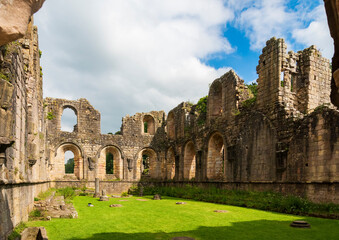 Fototapeta na wymiar Ruins of Fountains Abbey in North Yorkshire, England