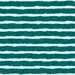 Aegean teal broken stripe rustic linen texture background. Summer line coastal living style. Light turquoise blue cloth effect textile seamless pattern. Washed out beach cottage fabric material. 