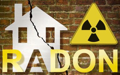 The danger of radon gas in our homes - concept with an outline of a small house with radon text...