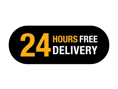 24 hours free delivery icon. 24 hours delivery simple vector  sticker sign. 