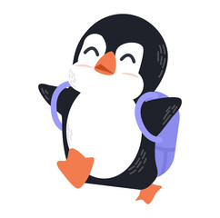 Happy Penguin  go to school cartoon