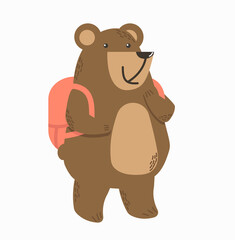 Cute bear go to school cartoon