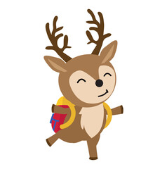 Cute deer go to school cartoon