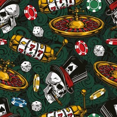 Gambling colorful vintage seamless pattern