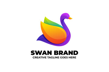 Beautiful Colorful Swan Gradient Business Logo