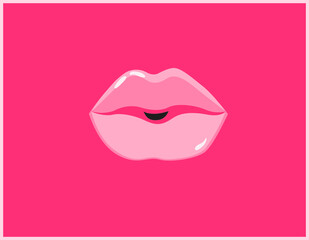 beautiful women's plump pink lips