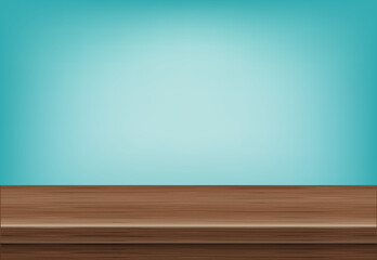 Empty wooden table side view of free space, For your copy branding. Used for display or montage products. Vintage style concept. Wood brown realistic surface isolated on white background. 3D Vector.