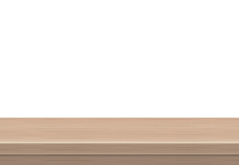 Empty wooden table side view of free space, For your copy branding. Used for display or montage products. Vintage style concept. Wood brown realistic surface isolated on bule background. 3D Vector.