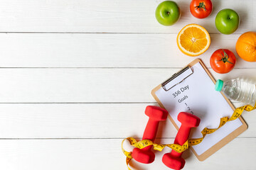 New Year for New Changes Healthy 2022 timing 365 day.  Fresh vegetable fruits and healthy food for...