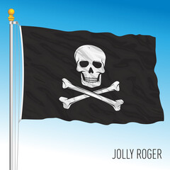 Jolly Roger Piracy flag, vector illustration