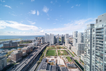 HDR photos of downtown Toronto cityscape with the Gardiner expressway highway 