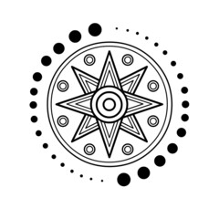 Cartoon drawing: ancient Sumerian symbol divine star. Vector illustration isolated on a white background.