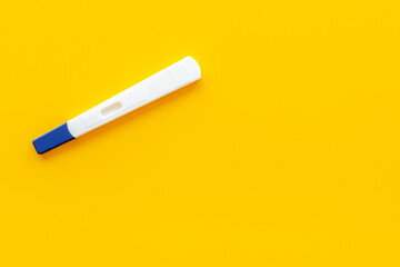 Pregnancy test top view. Pregnancy and female health care concept