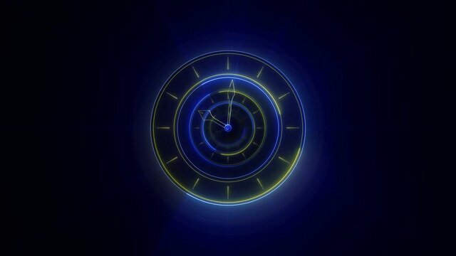Neon Clocks Animation Background, Loop
