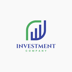 Investment logo design. Combination of Graph Up Data symbol with abstract Leaf, for Invest Business logo design