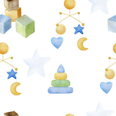 Seamless pattern with baby elements.