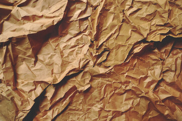 Background of crumpled recycled paper. Sustainability