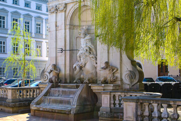 Austria. Spring. Day. Salzburg. View of residential buildings in the Mirabell Palace and Park Ensemble.