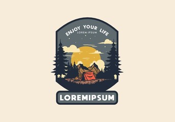 illustration drawing of overnight camping