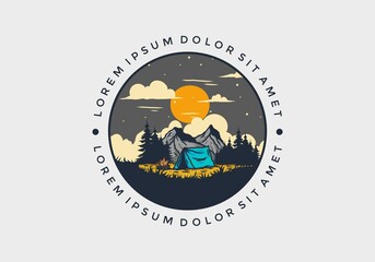 illustration drawing of overnight camping