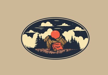 illustration drawing of overnight camping