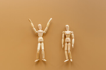 Two wooden figure connection - emotional communication concept