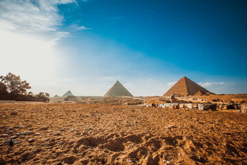 Pyramid of Egypt against the sky. Ruin
